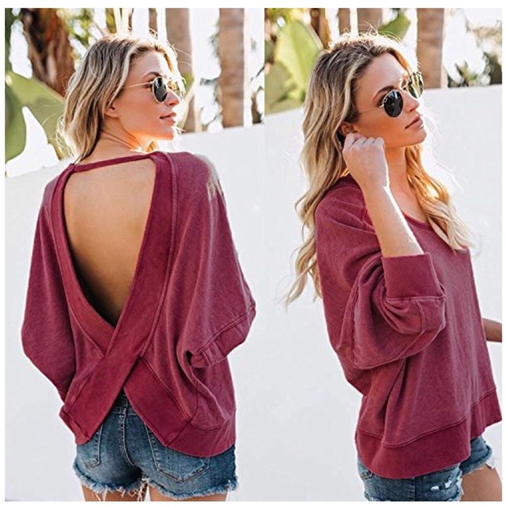 Women’s loose backless sweater top